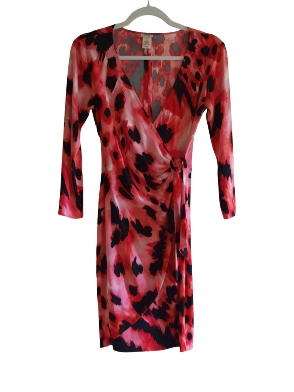 Cache Pink & Black Abstract Wrap Dress